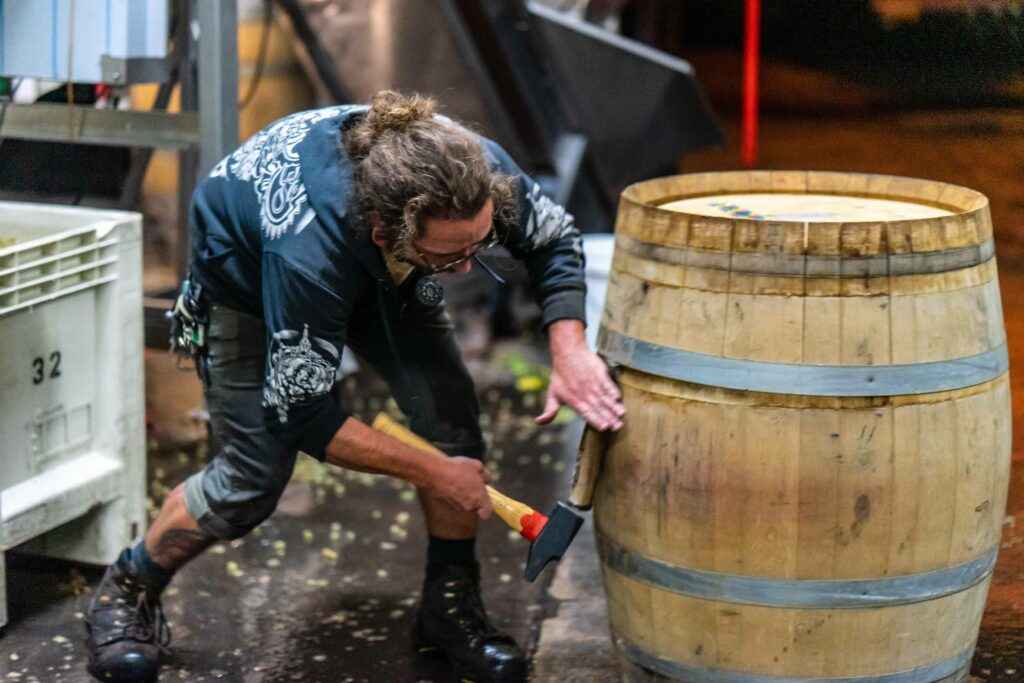 Alex taking a barrel apart